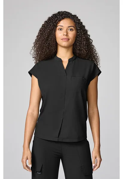 Healing Hands Quest Mandarin Collar Top HH757 in Black