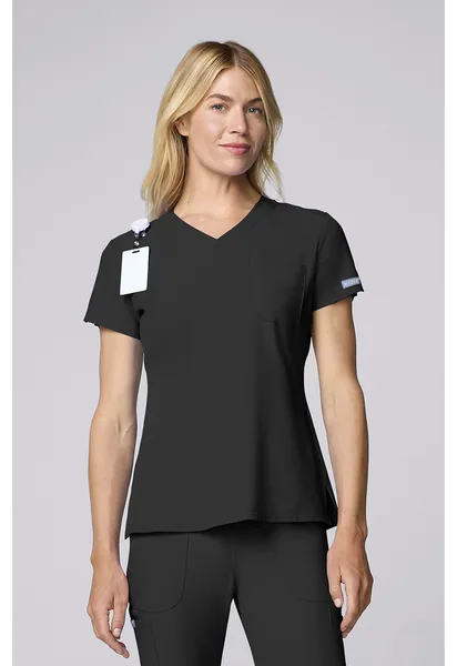 Med Couture Insight One Pocket Tuck In Top MC2432 in Black