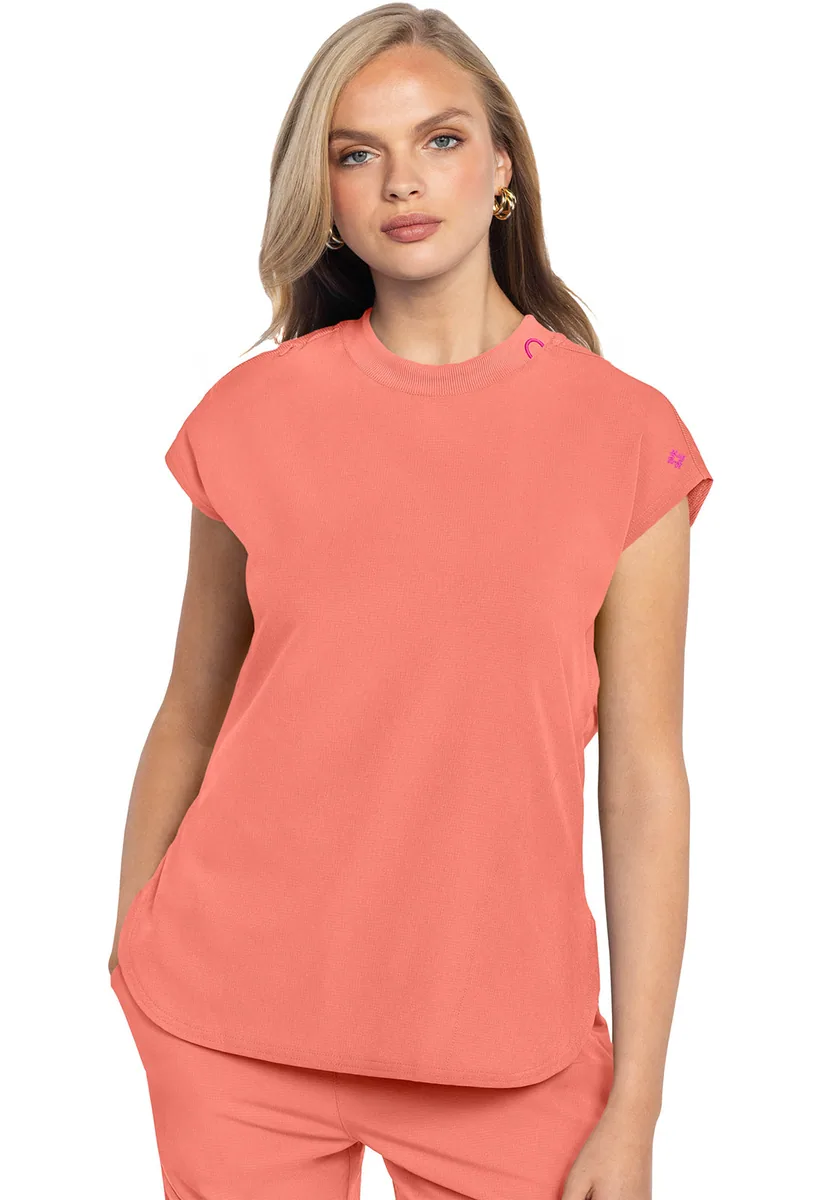 Med Couture AMP Round Neck Tuckable Top 703 in Coral Fusion