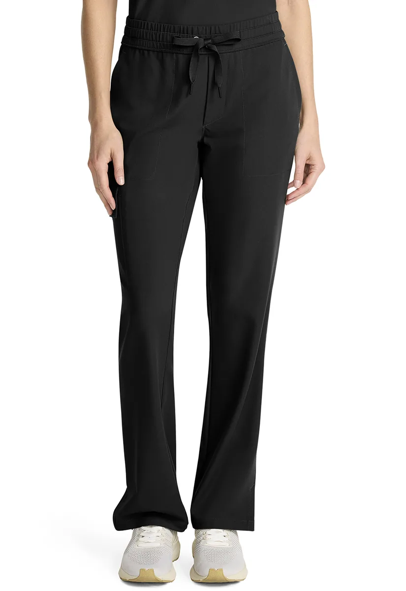 Healing Hands Quest Ladies Mid Rise Drawstring Straight Leg Pant HH153P in Black