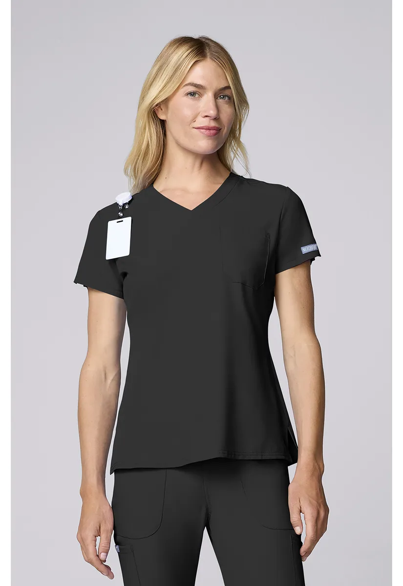 Med Couture Insight One Pocket Tuck In Top MC2432 in Black