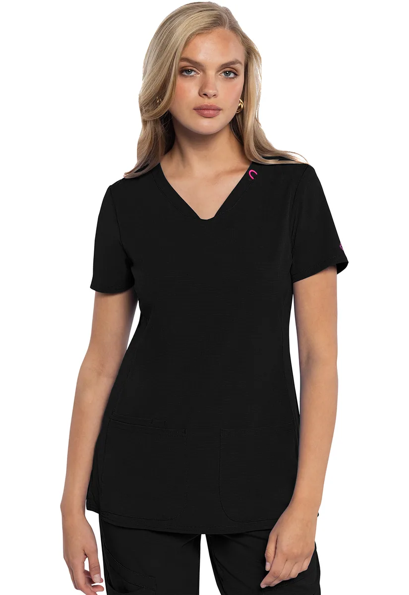 Med Couture MC AMP Ladies V-Neck Top MC702 in Black
