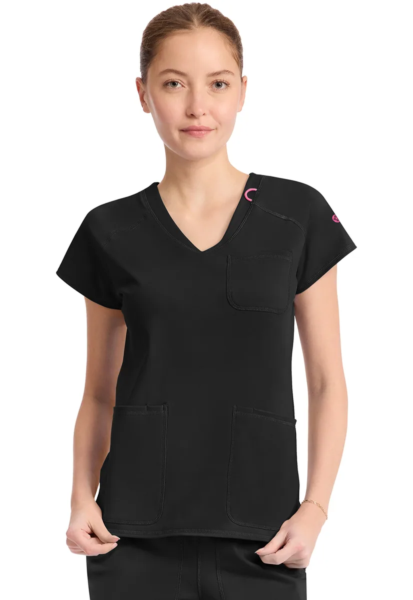 Med Couture AMP Raglan V-Neck Top MC752 in Black