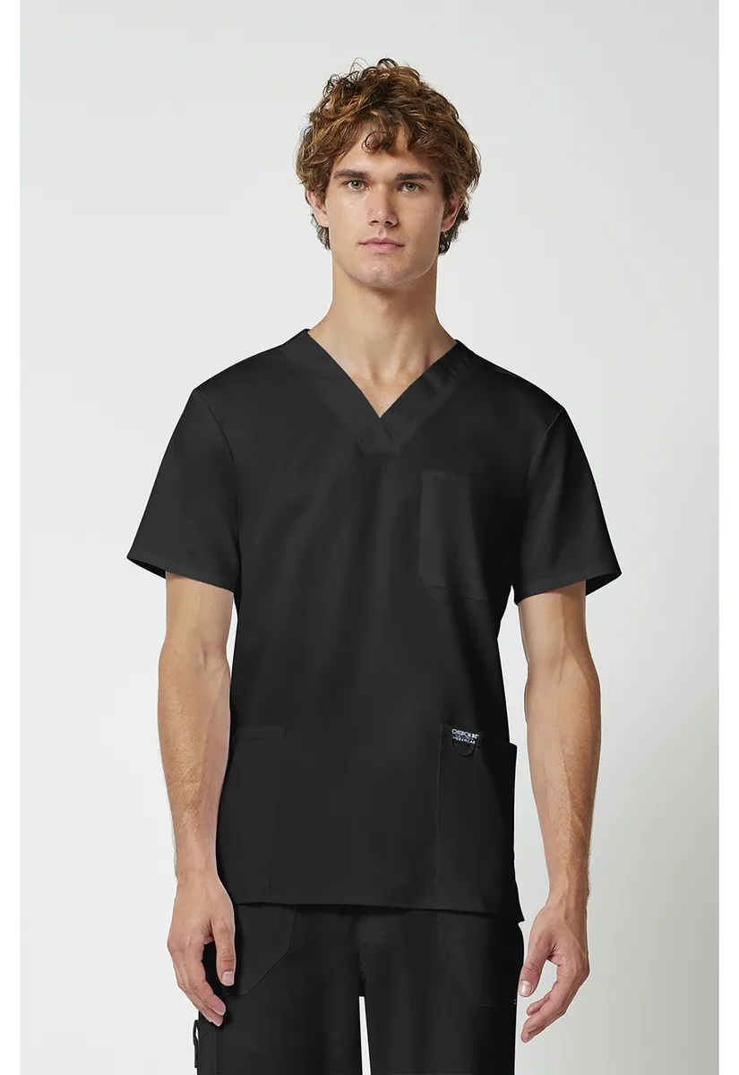 Cherokee Revolution Vneck Mens Top WW670 in Black